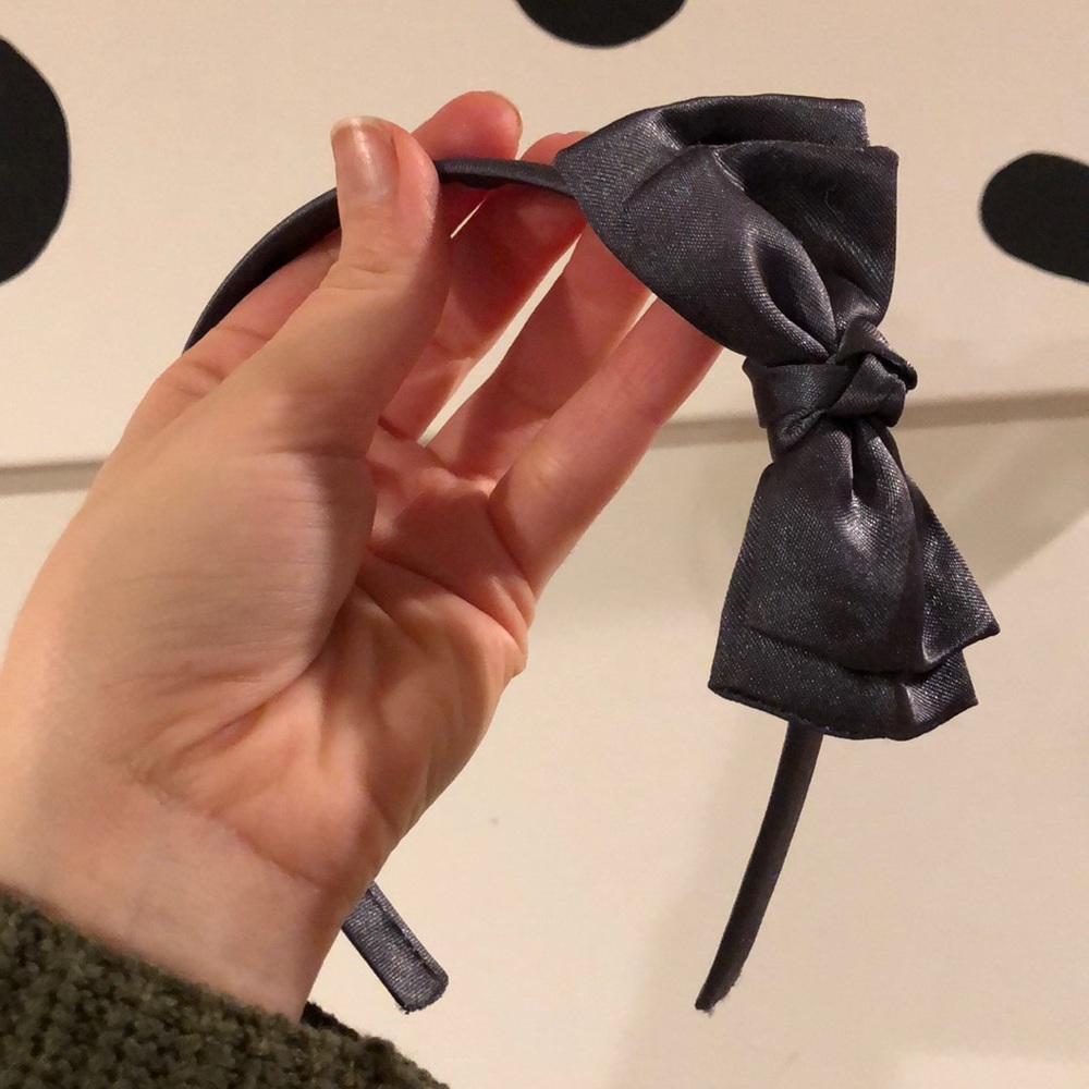Satin gray bow headband!
